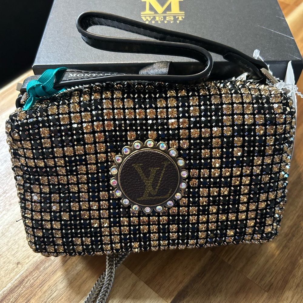 Madison West upcycled LV rhinestone bag. BEAUTIFUL! NWT